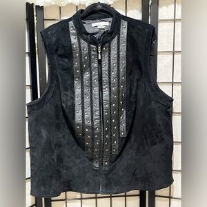 Peter Nygård Women's Black SUADE LEATHER VEST STEAM PUNK, 3X